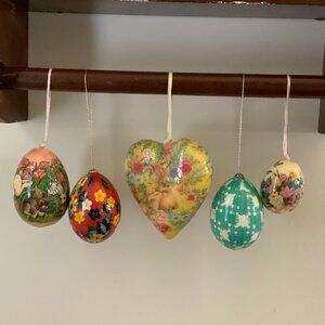 VINTAGE EASTER ORNAMENTS lot of 5, Vintage Easter Decor